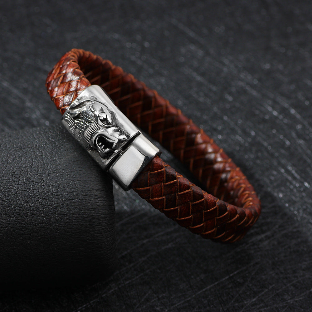 fashion personality stainless steel wolf head bracelet