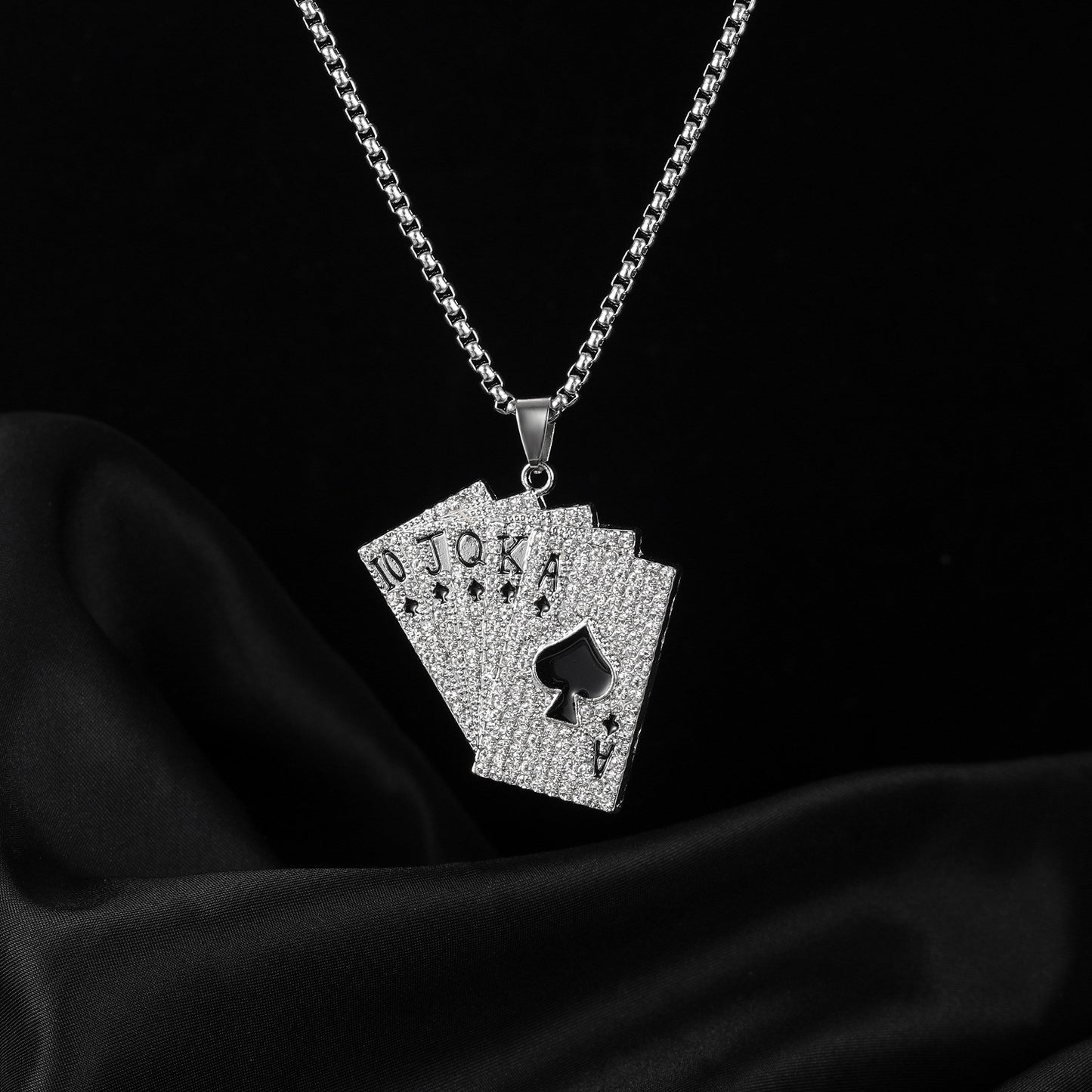 new classic flush playing cards wild titanium steel necklace