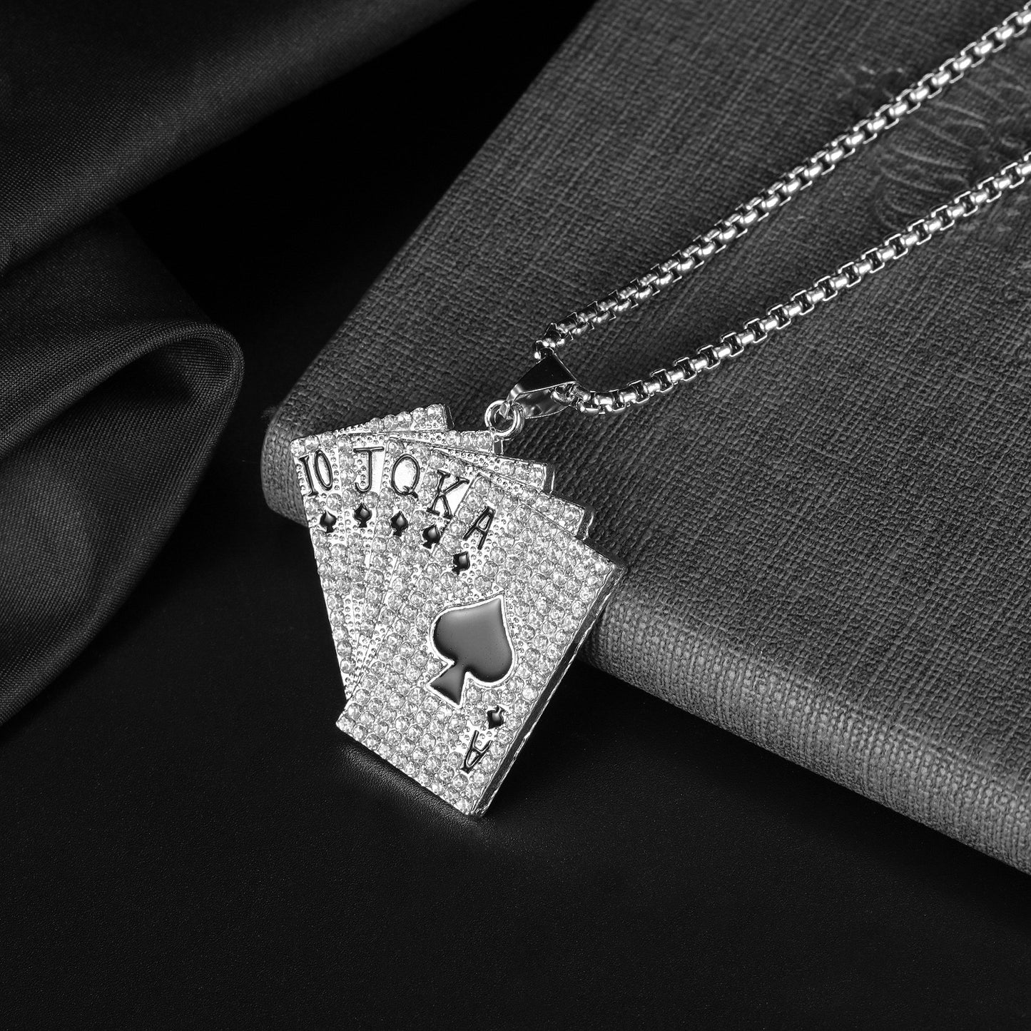 new classic flush playing cards wild titanium steel necklace