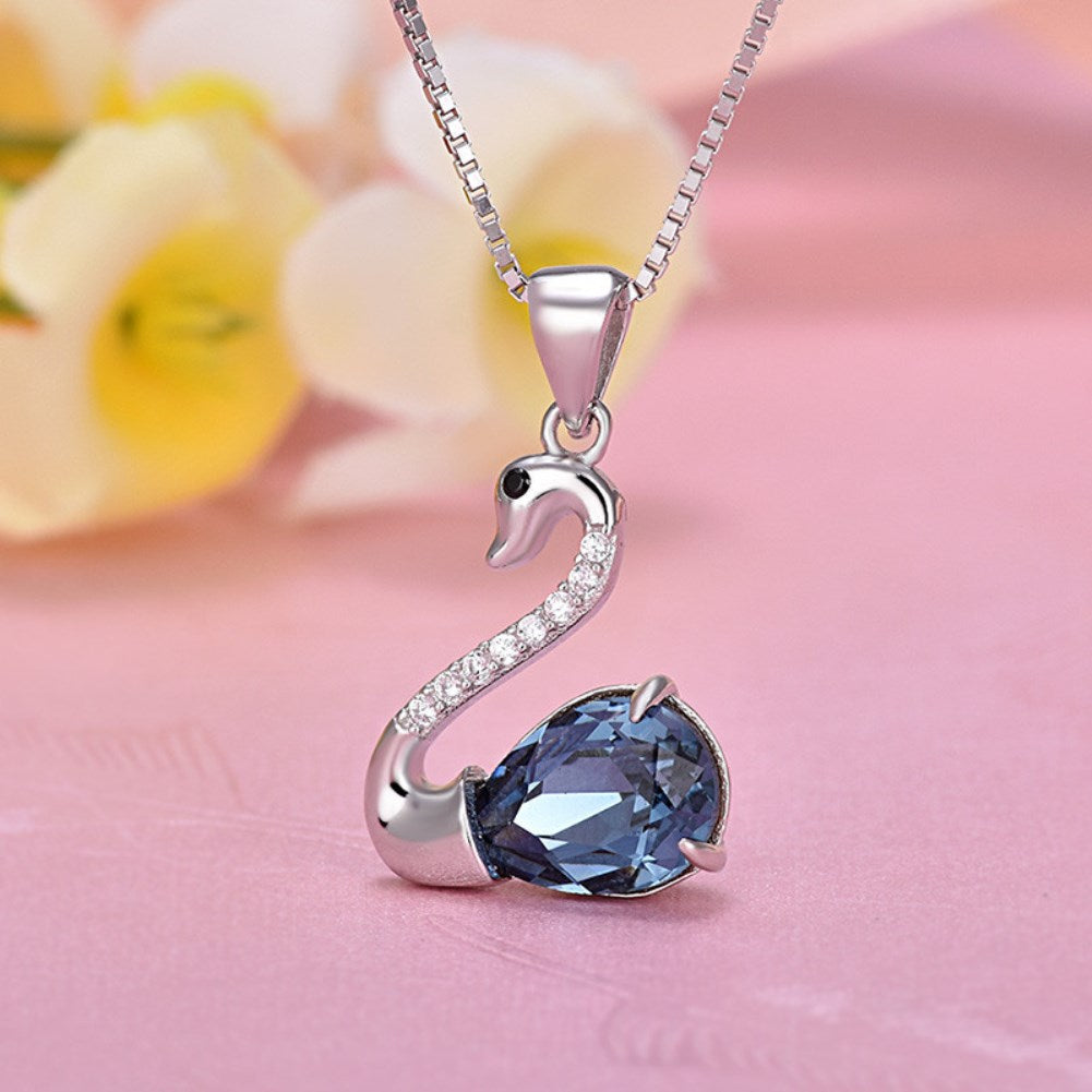 S925 Sterling Silver Fashion Swan Necklace