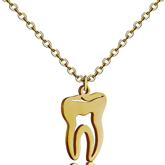 tooth shape pendant stainless steel necklace