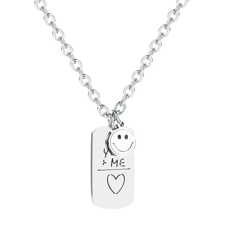 jewelry smiley square pendant titanium steel necklace