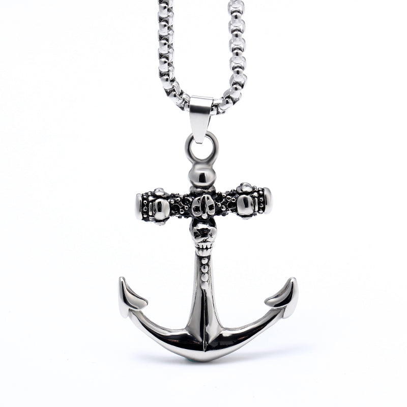 Men's Vintage Titanium Steel Anchor Necklace 60cm