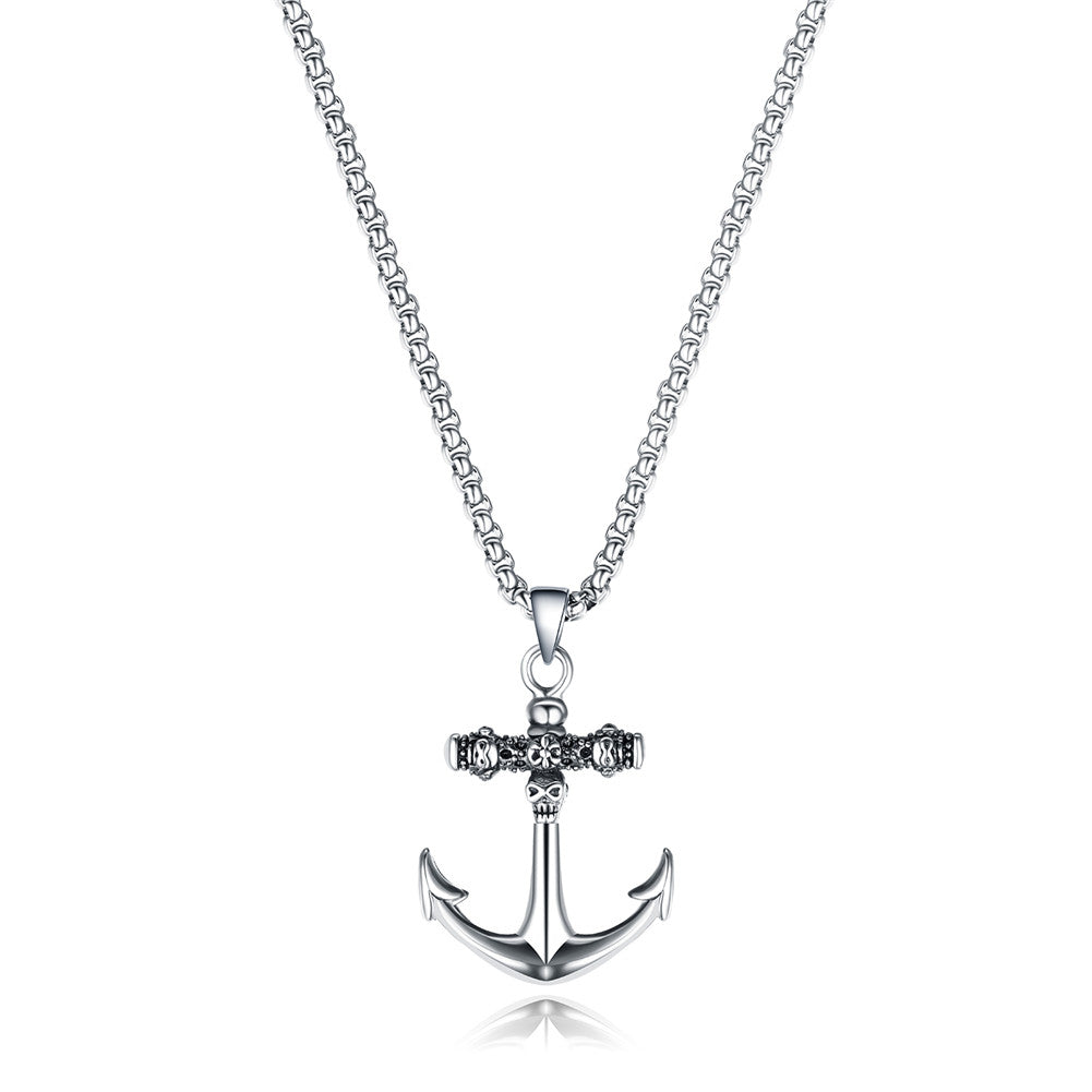 Men's Vintage Titanium Steel Anchor Necklace 60cm