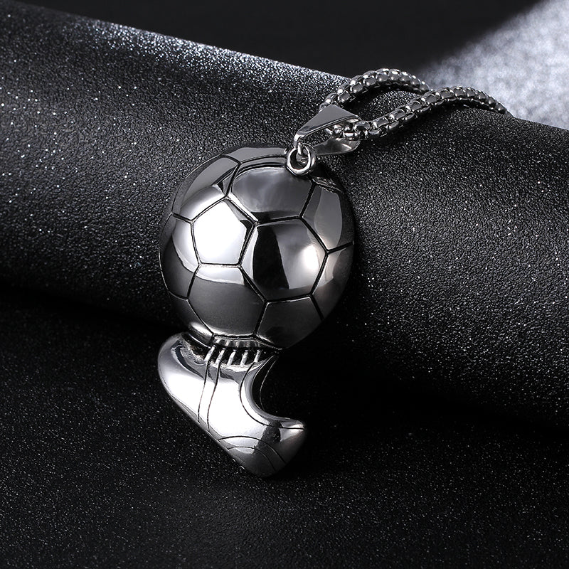 Men's retro titanium steel football necklace 60cm