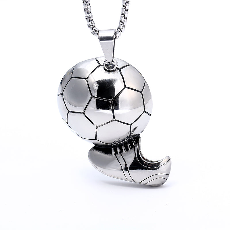 Men's retro titanium steel football necklace 60cm