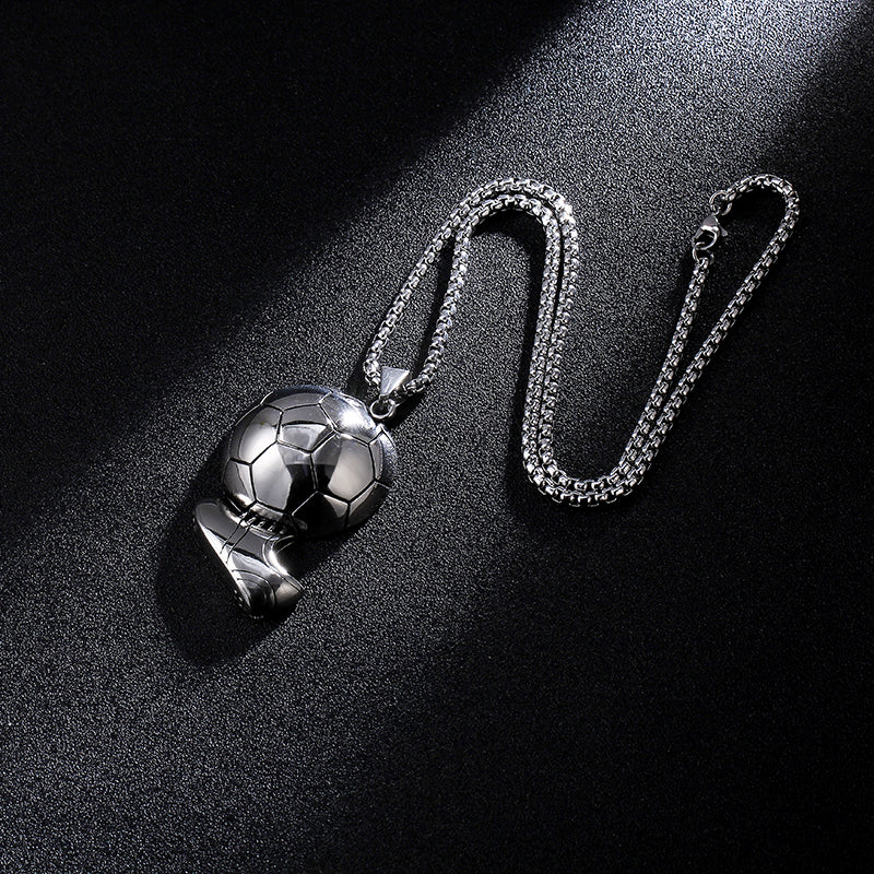 Men's retro titanium steel football necklace 60cm