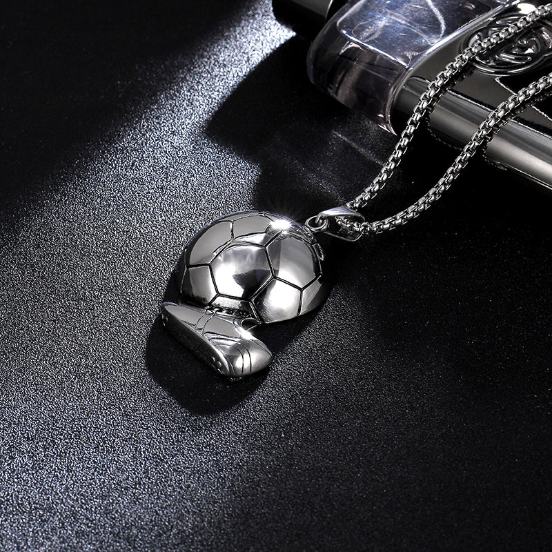 Men's retro titanium steel football necklace 60cm