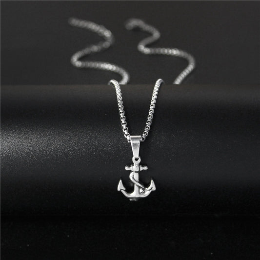 European and American Pirate Anchor Cross Pendant Titanium Steel Domineering Trendy Necklace