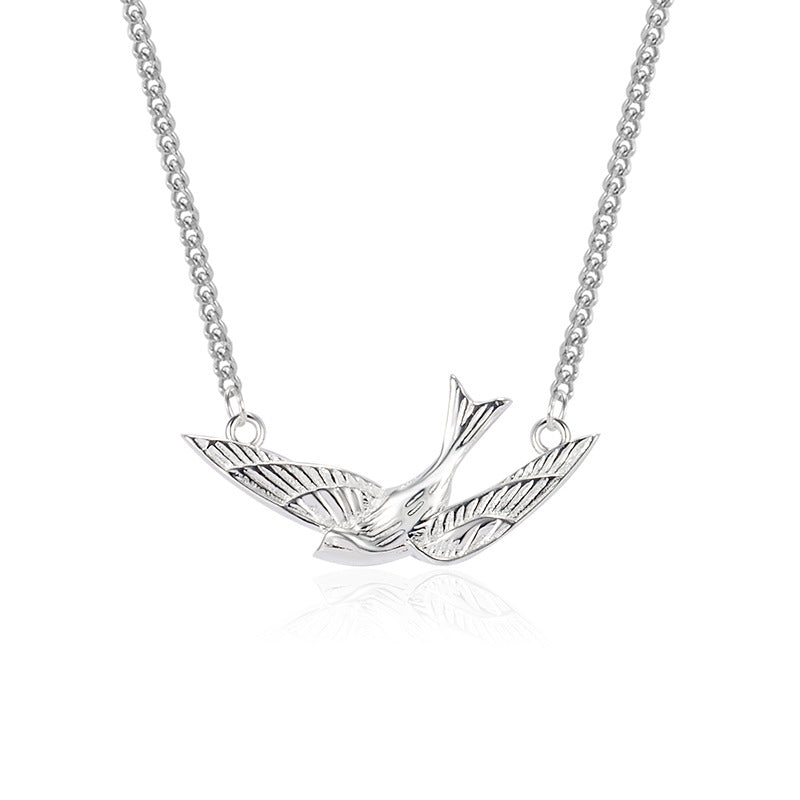 niche unique s925 silver swallow pendant bird personality necklace