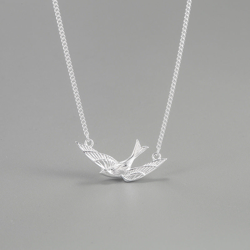 niche unique s925 silver swallow pendant bird personality necklace