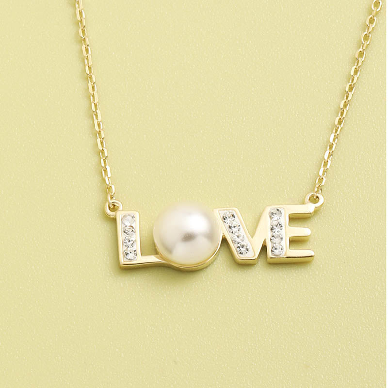 Classic Pearl Beaded Letter Pendant S925 Zircon Necklace