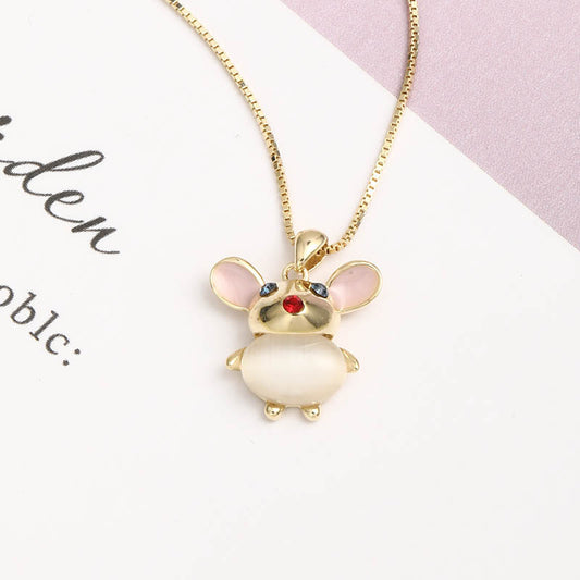 Light luxury niche mouse S925 silver necklace