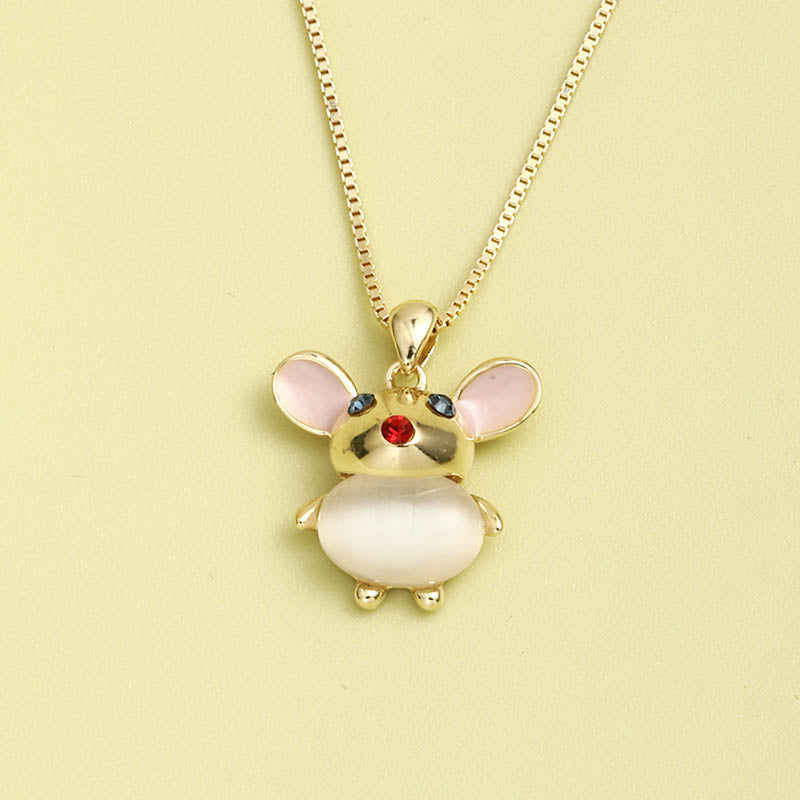 Light luxury niche mouse S925 silver necklace