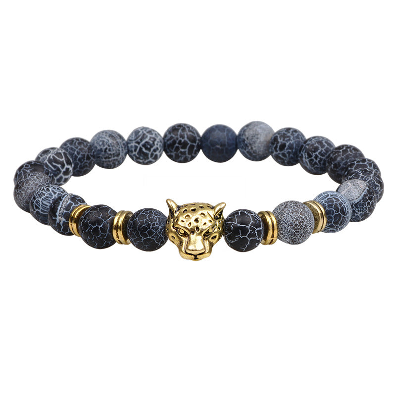 fashion beaded natural stone leopard head bracelet