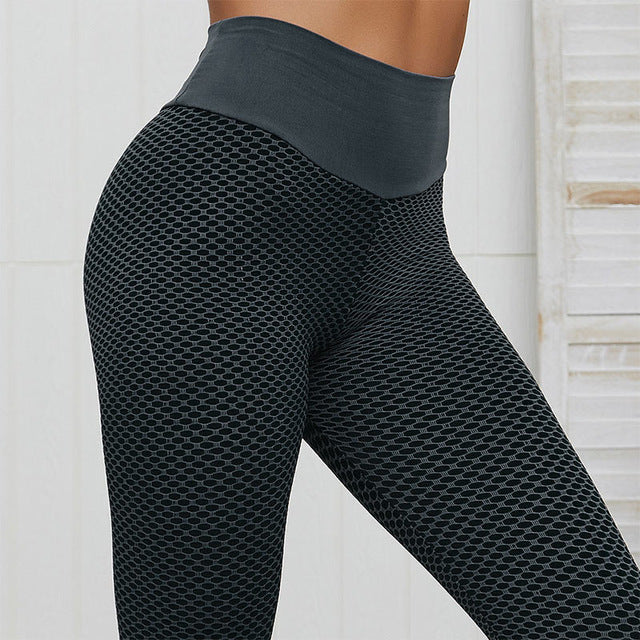 Fashion Simple Women's Jacquard Honeycomb Pattern Gym Pants Tight Yoga Trousers