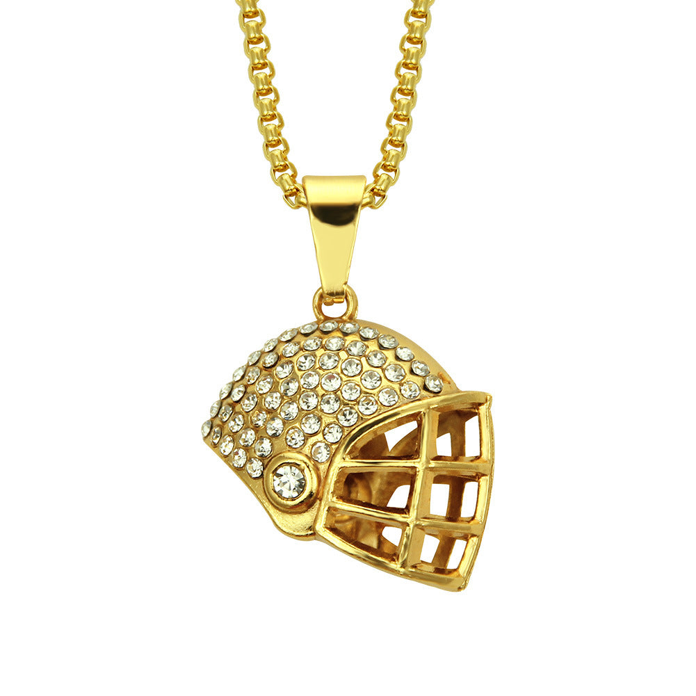 New necklace hip hop necklace diamond-studded fashion football helmet alloy necklace