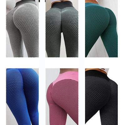 Fashion Simple Women's Jacquard Honeycomb Pattern Gym Pants Tight Yoga Trousers