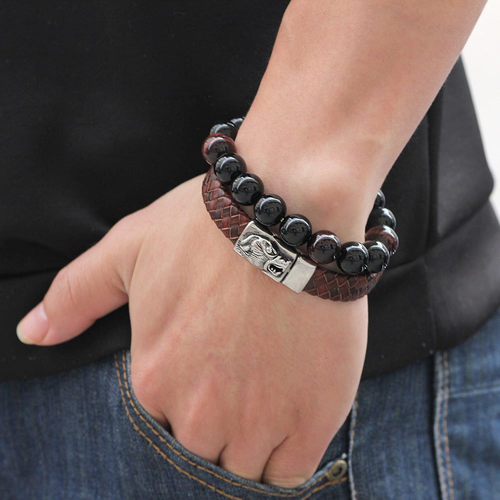 fashion personality stainless steel wolf head bracelet