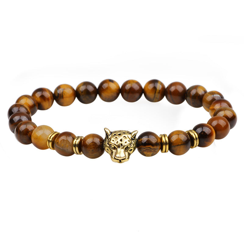 fashion beaded natural stone leopard head bracelet