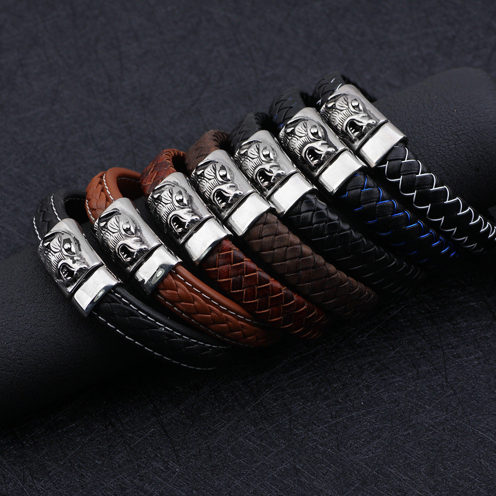 fashion personality stainless steel wolf head bracelet