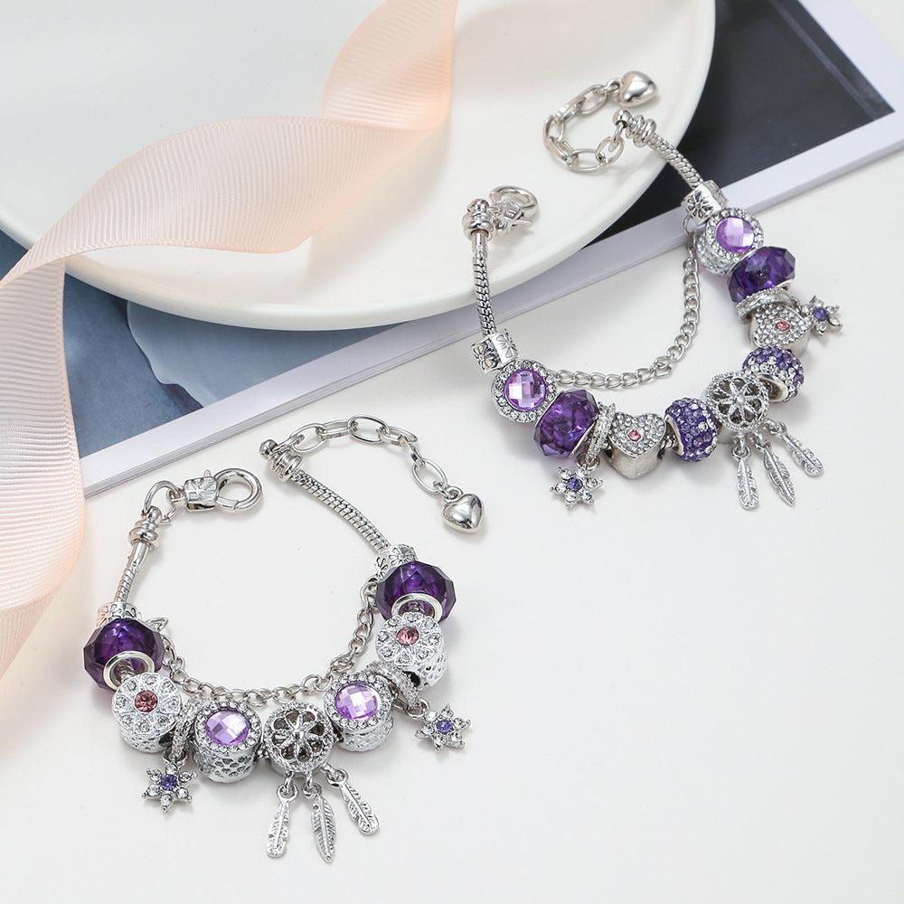 Fashion Fantasy Purple Panjia Bracelet Female Dreamcatcher Six-Pointed Star Mysterious Purple Series Live Broadcast Ornament Bracelet