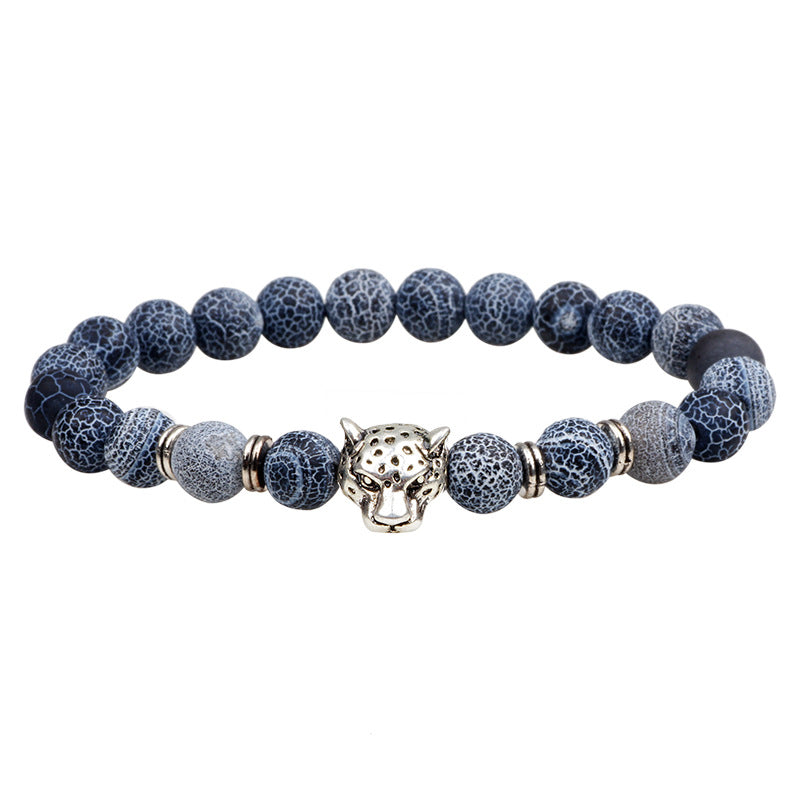 fashion beaded natural stone leopard head bracelet