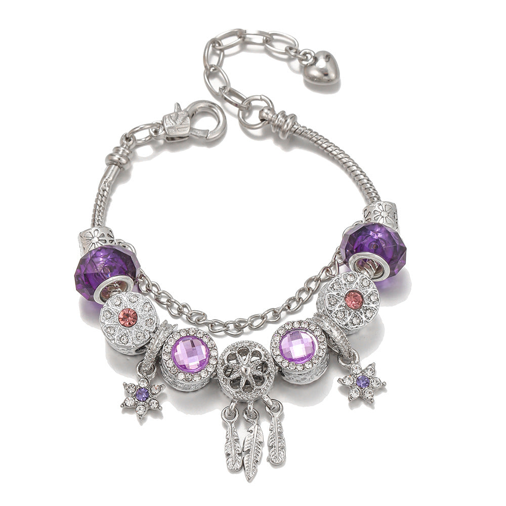 Fashion Fantasy Purple Panjia Bracelet Female Dreamcatcher Six-Pointed Star Mysterious Purple Series Live Broadcast Ornament Bracelet