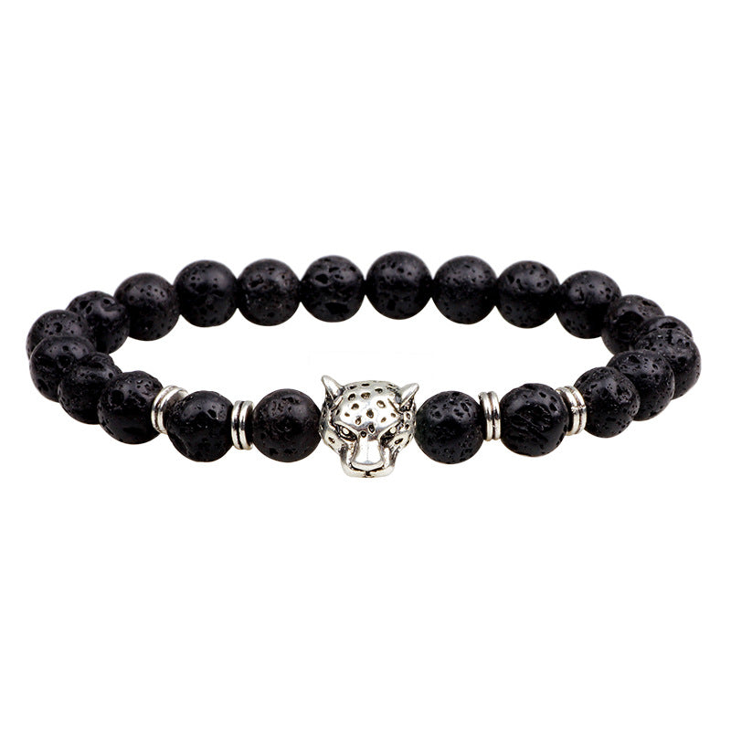 fashion beaded natural stone leopard head bracelet