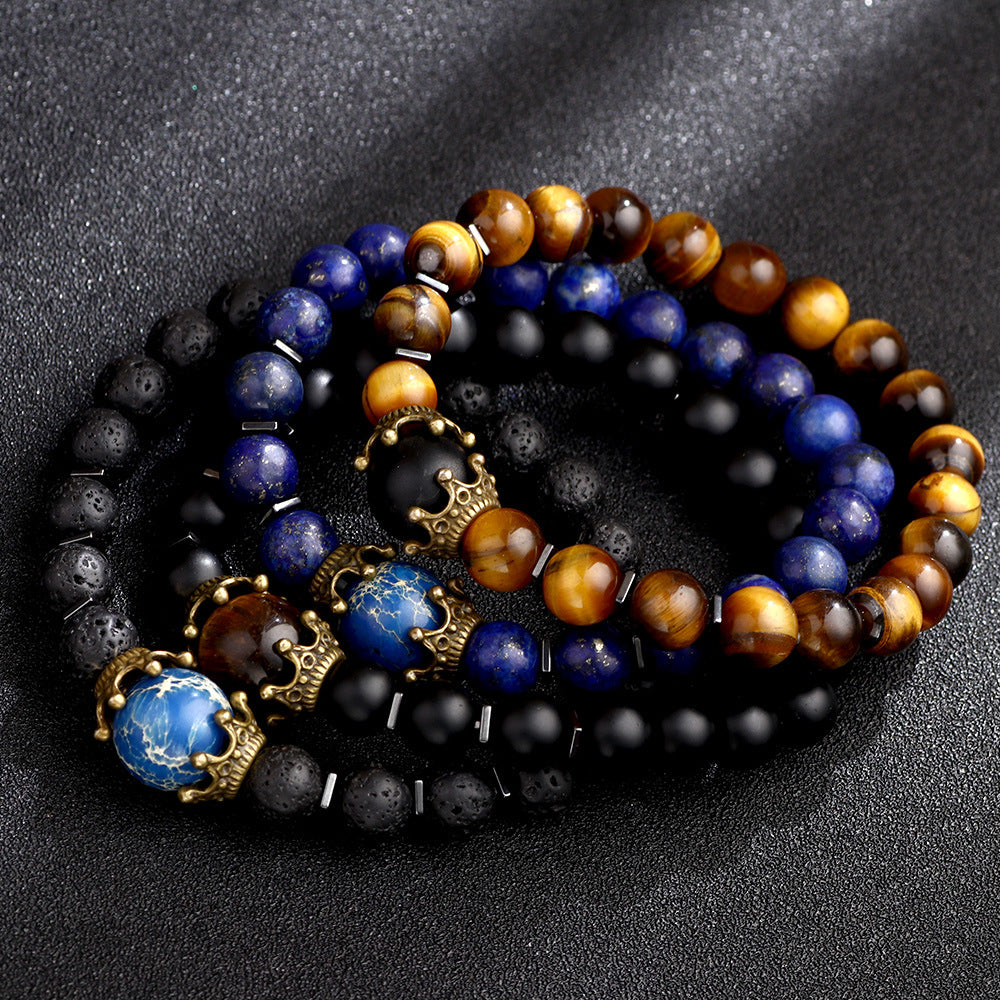 fashion retro style agate bracelet contrast color crown resin bracelet