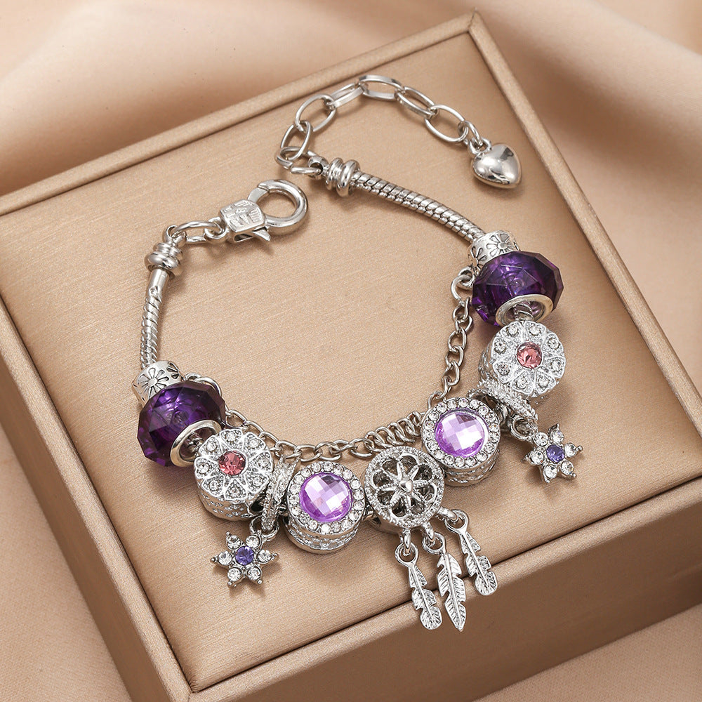 Fashion Fantasy Purple Panjia Bracelet Female Dreamcatcher Six-Pointed Star Mysterious Purple Series Live Broadcast Ornament Bracelet