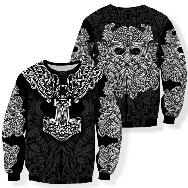 men's clothing mens fashion 3D Digital Printed Viking Hoodie