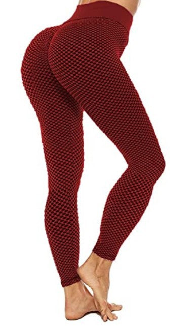 Fashion Simple Women's Jacquard Honeycomb Pattern Gym Pants Tight Yoga Trousers