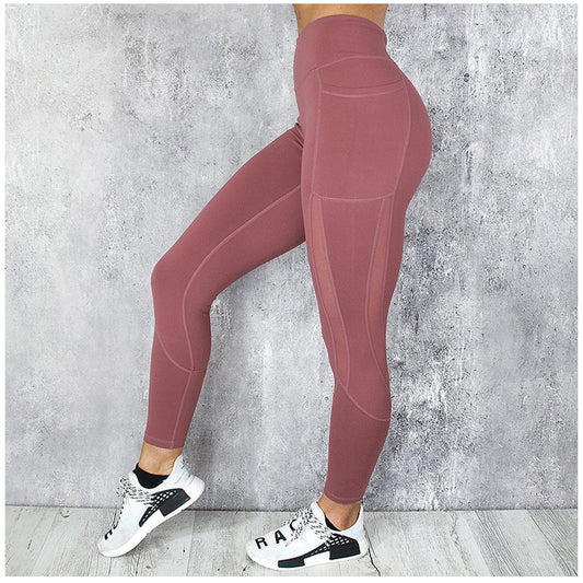 Yoga pants new quick-drying mesh stitching nine points running sports fitness yoga leggings