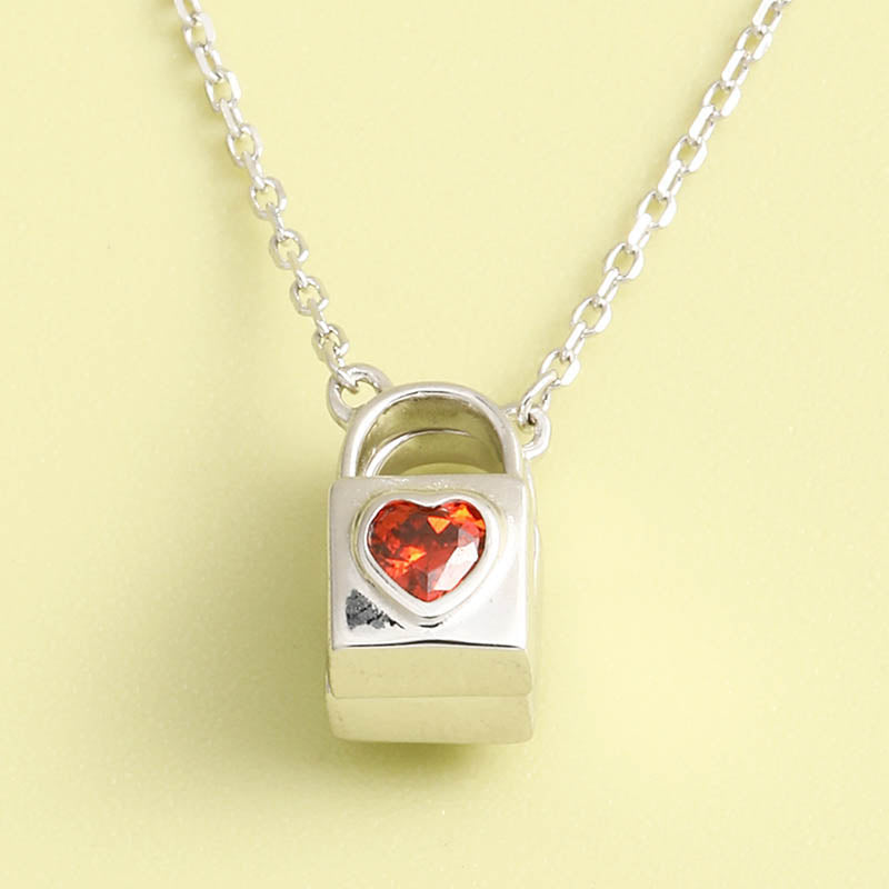 Light luxury niche heart lock S925 silver necklace