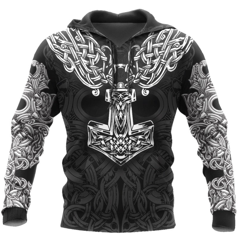 men's clothing mens fashion 3D Digital Printed Viking Hoodie