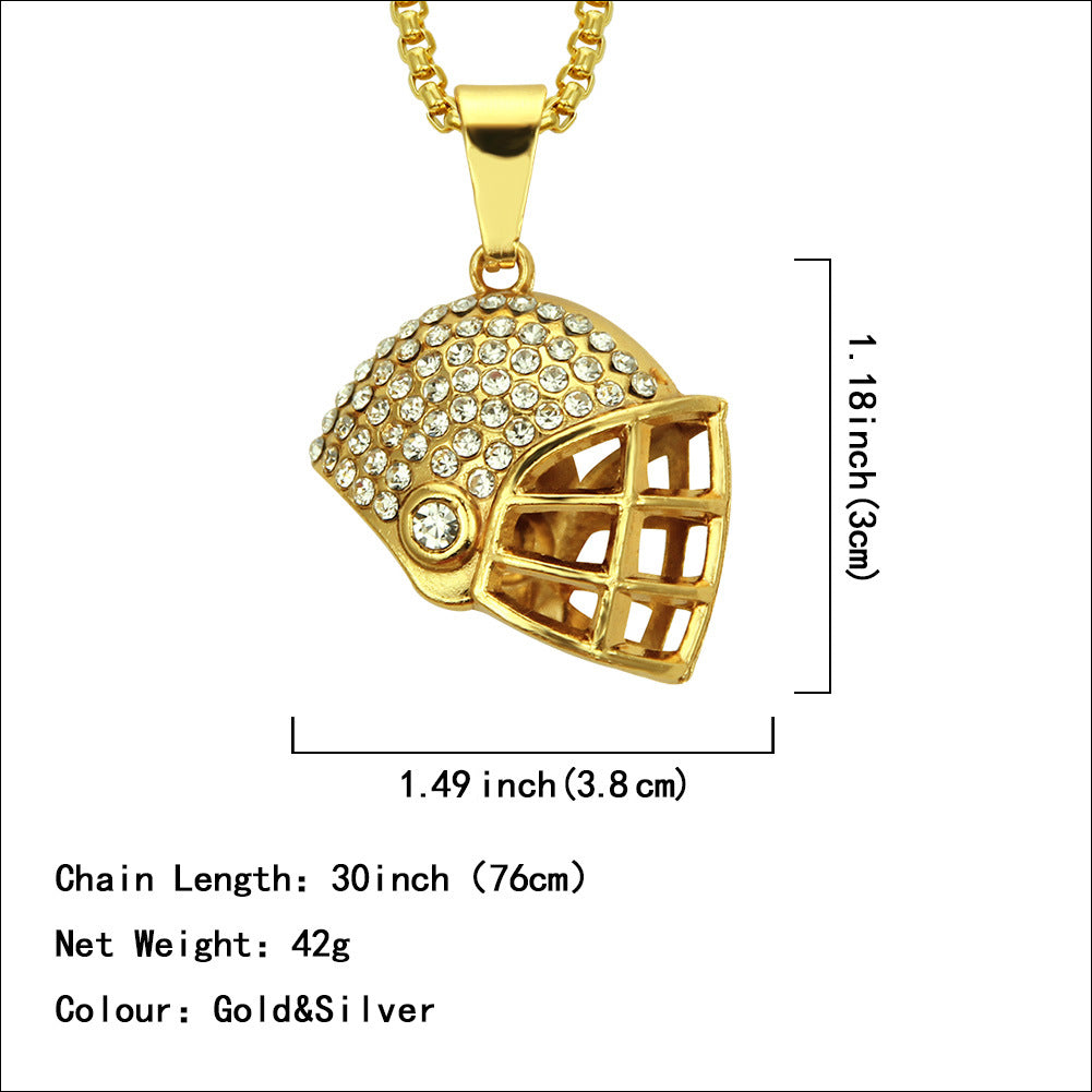 New necklace hip hop necklace diamond-studded fashion football helmet alloy necklace