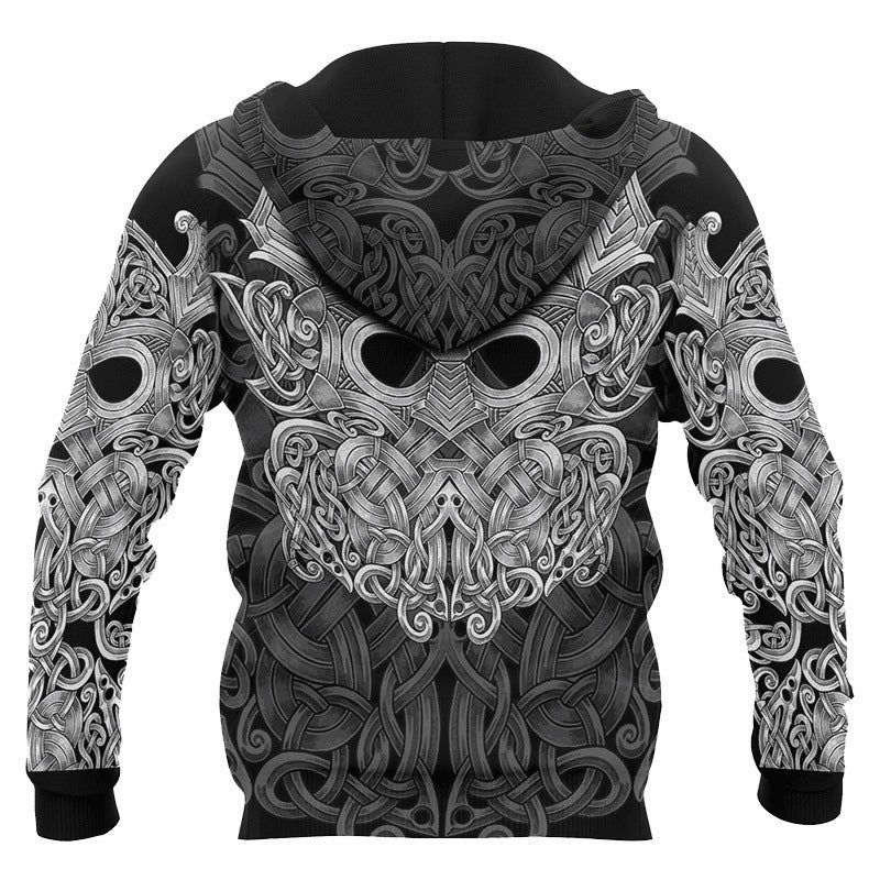 men's clothing mens fashion 3D Digital Printed Viking Hoodie