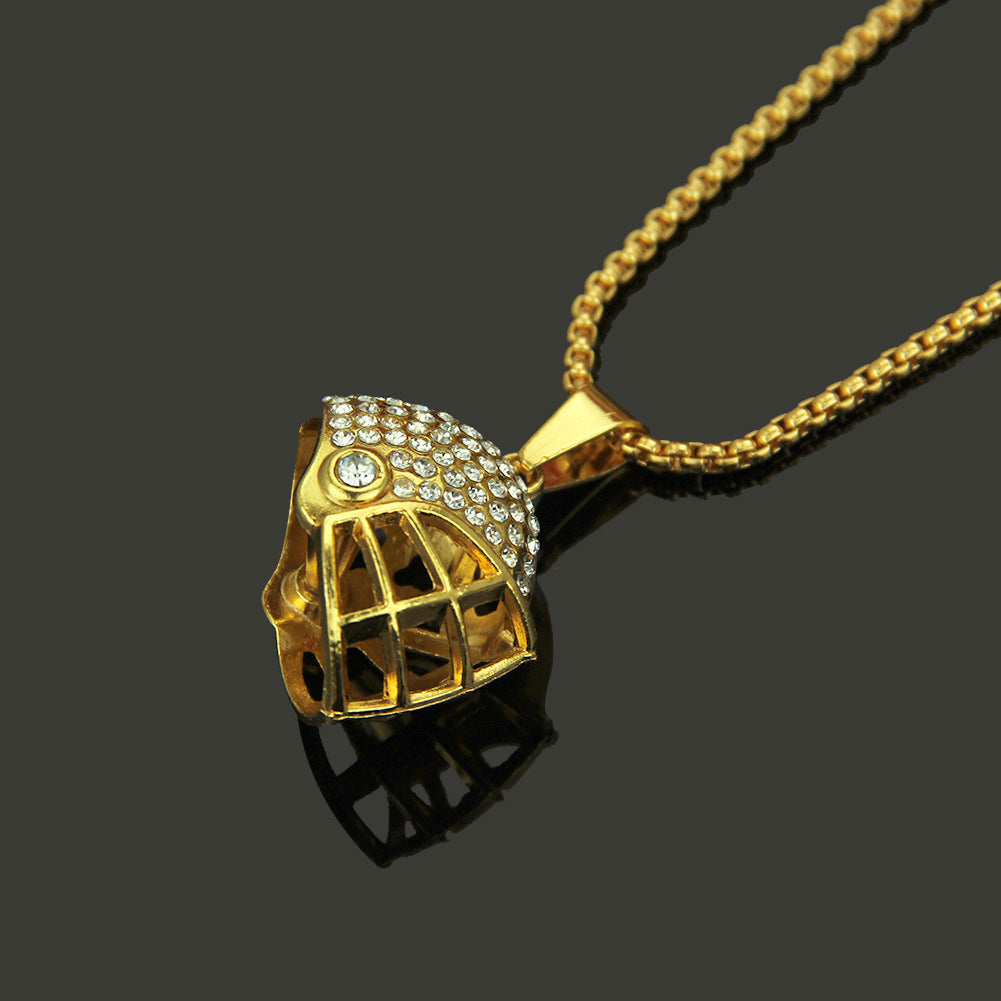 New necklace hip hop necklace diamond-studded fashion football helmet alloy necklace