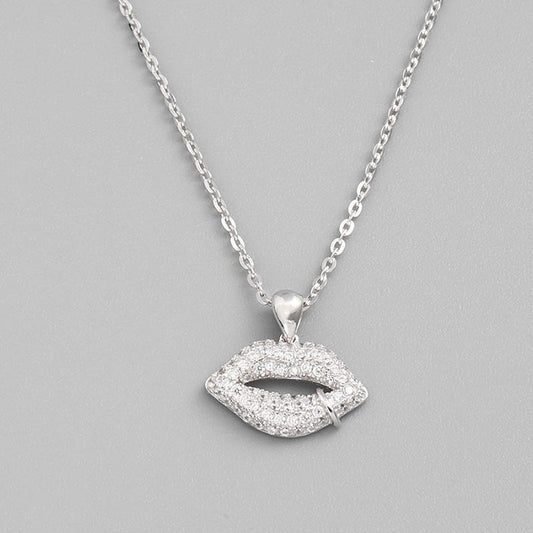 Classic Zirconium S925 Lips Pendant Necklace