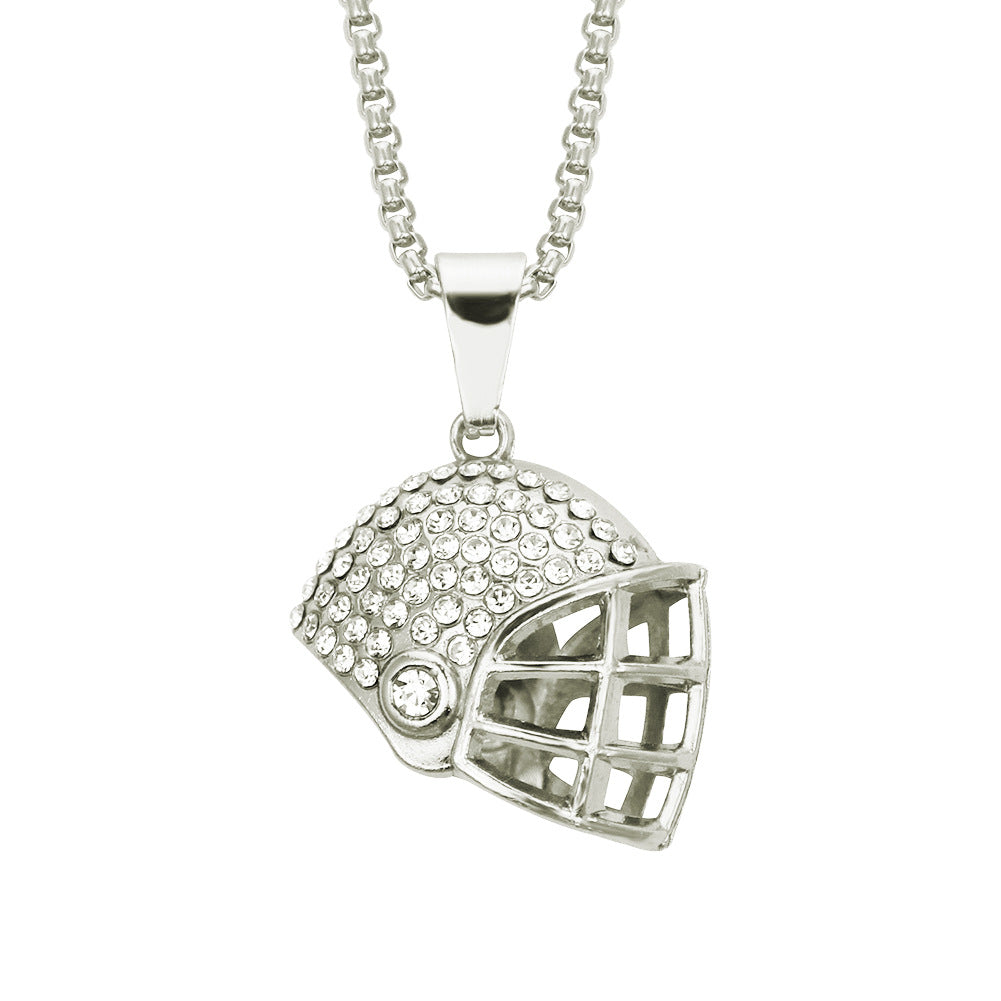 New necklace hip hop necklace diamond-studded fashion football helmet alloy necklace