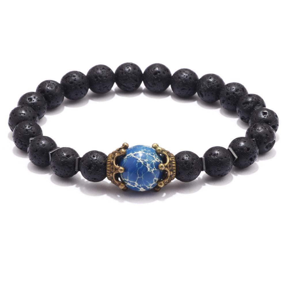 fashion retro style agate bracelet contrast color crown resin bracelet