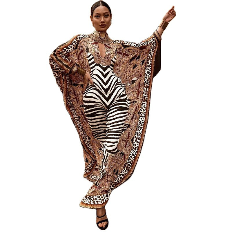 Middle East Printed Muslim Large Size print Loose Robe dress   clothes